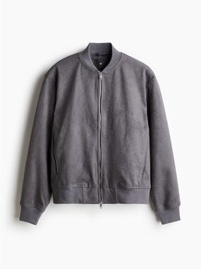 H&M Men’s Grey Regular Fit Bomber Jacket
